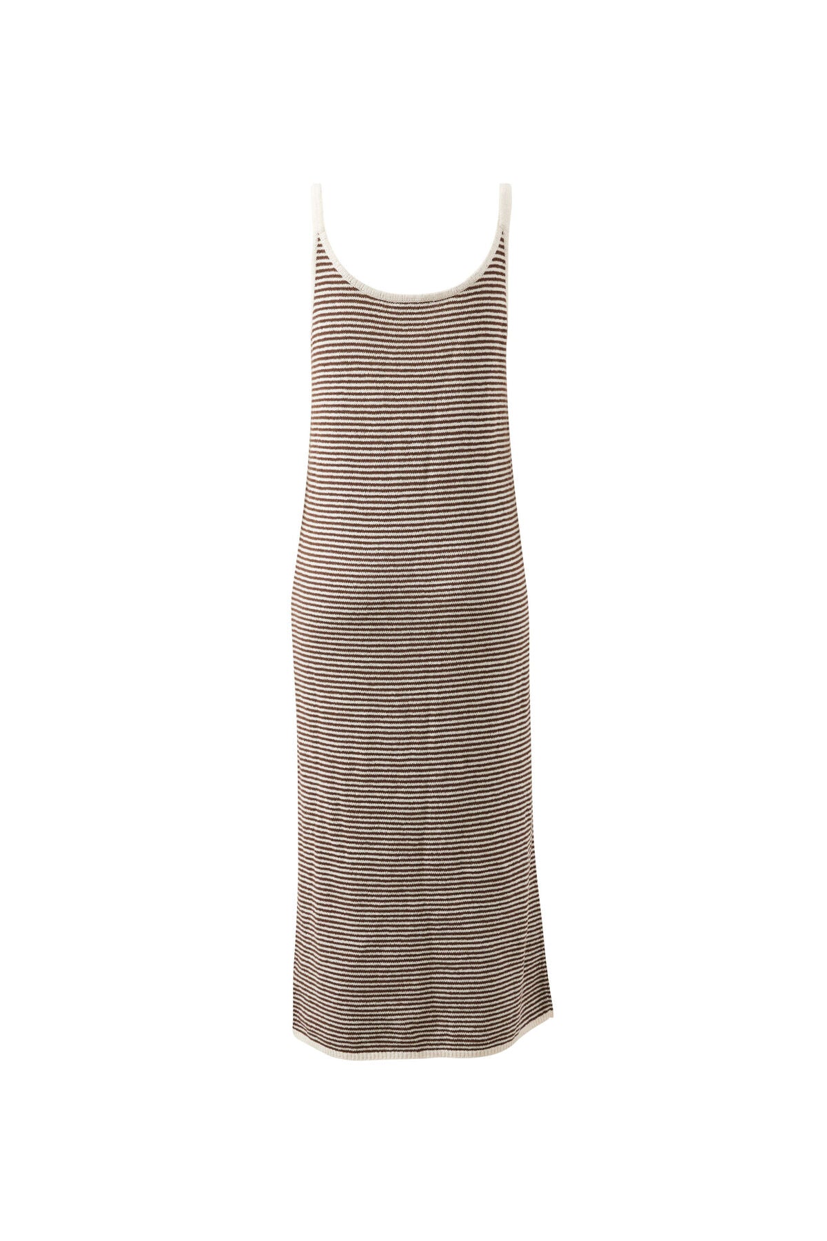 Ceres Fia Stripe Knit Midi Dress - chocolate ecru stripe