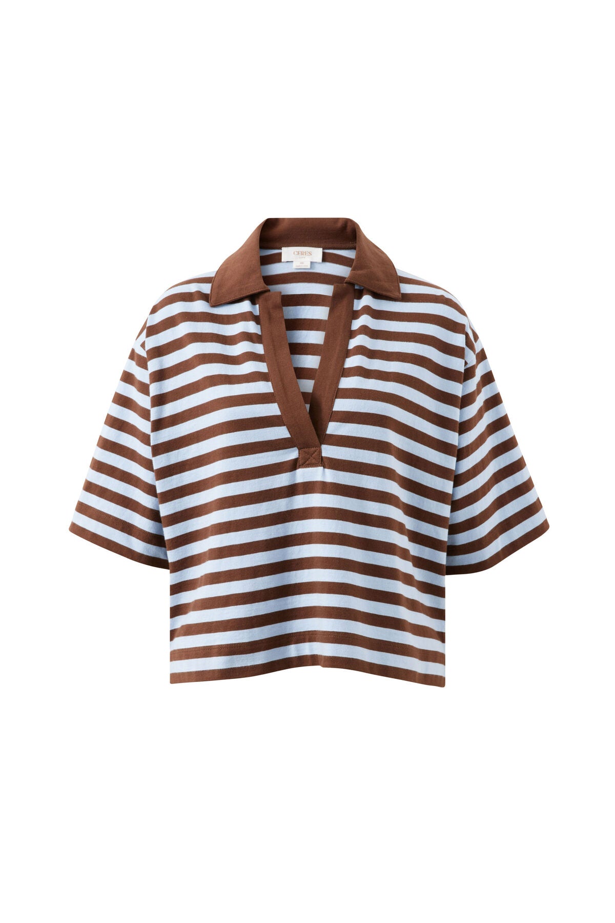 Ceres Arlie Short Sleeve Rugby - choc/chalk stripe