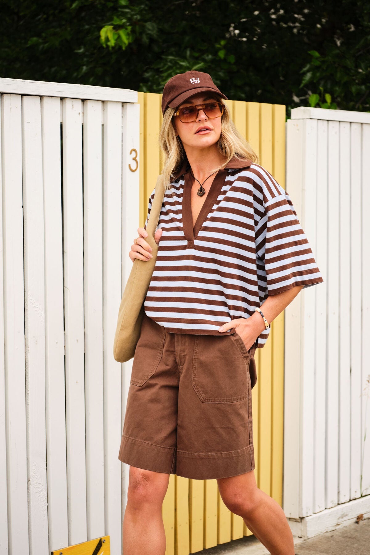 Ceres Arlie Short Sleeve Rugby - choc/chalk stripe