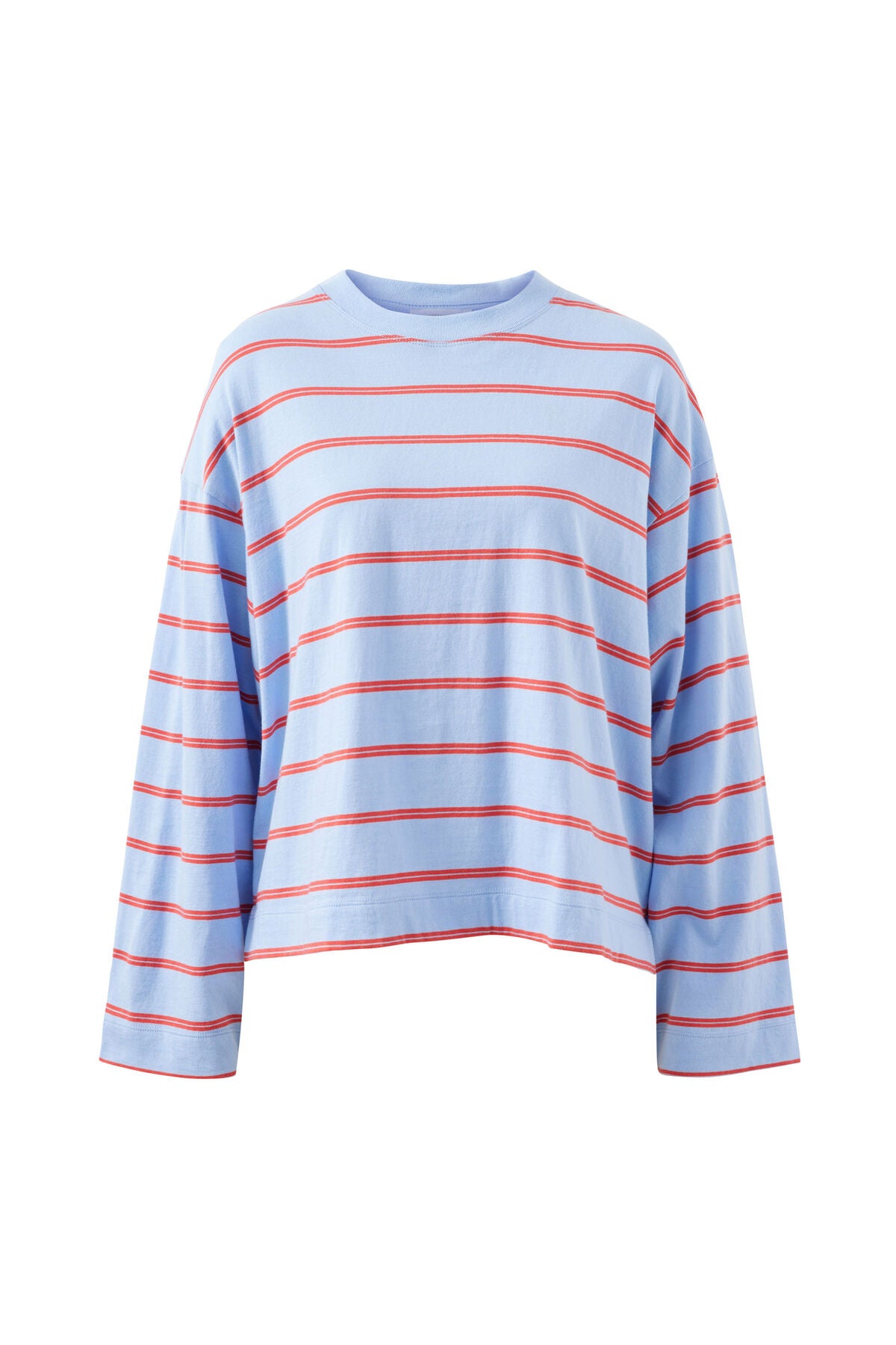 Ceres Beau Long Sleeve Slouchy Tee - china blue/ vintage red double stripe