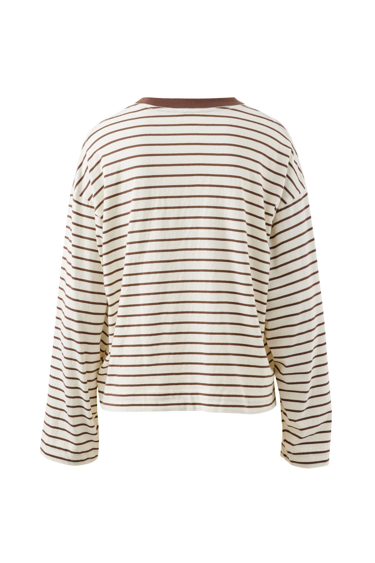 Ceres Beau Long Sleeve Slouchy Tee - milk/brunette brown stripe