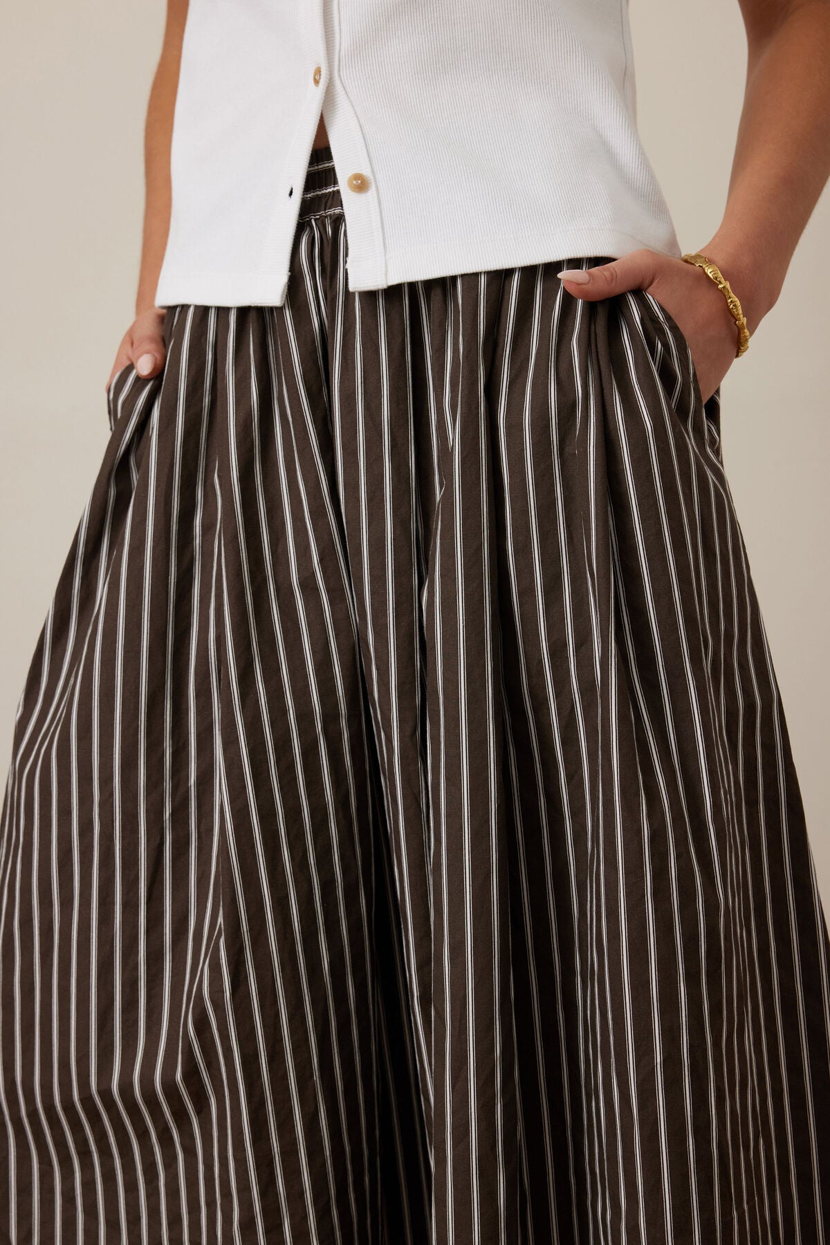 Ceres Florence Maxi Skirt - chocolate white stripe
