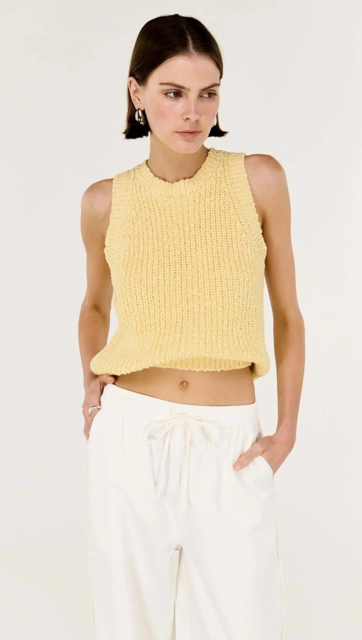 Staple the Label Cove Knit Tank - butter yellow