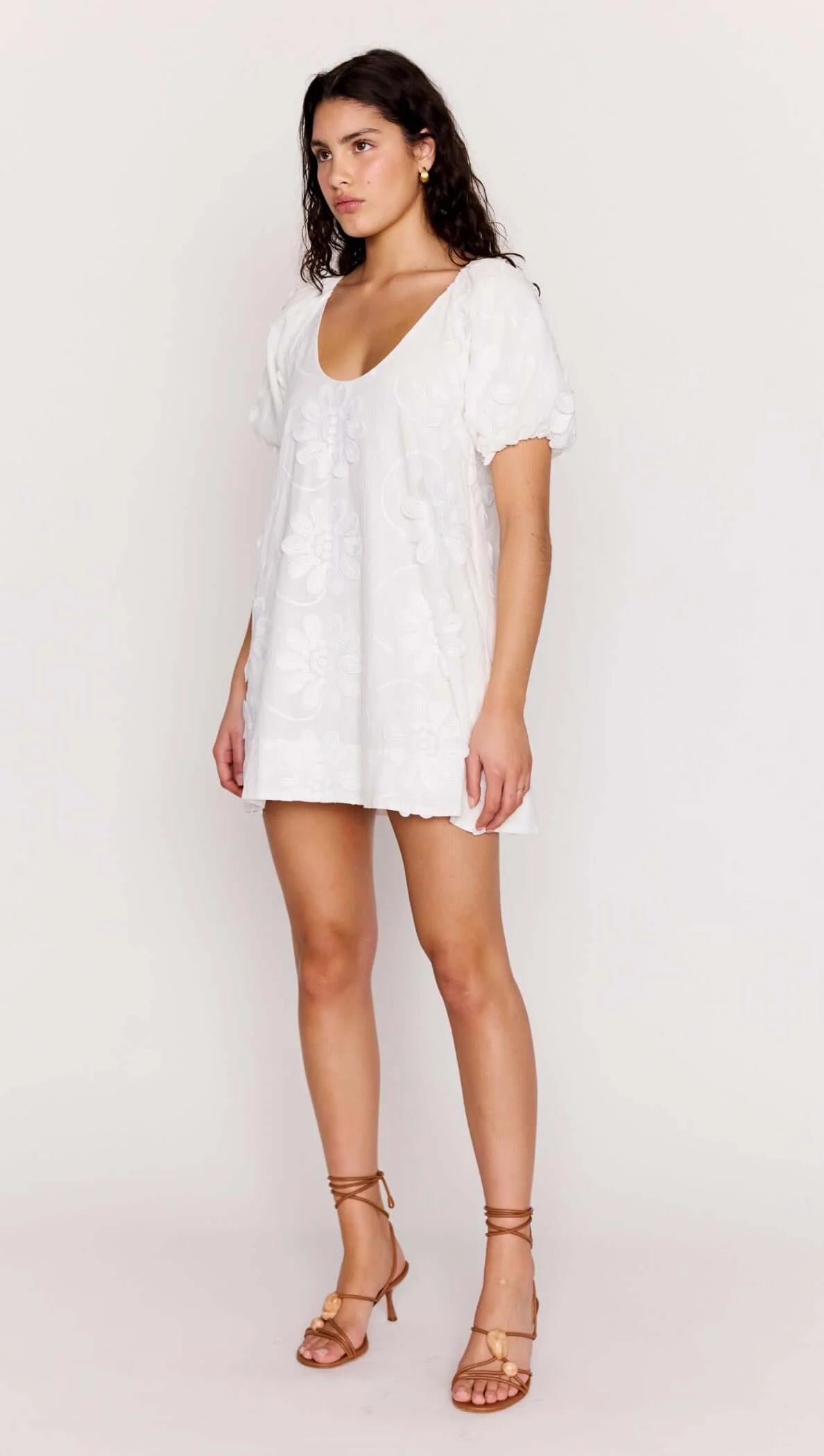 Minkpink Alessia Smock Mini Dress - white floral