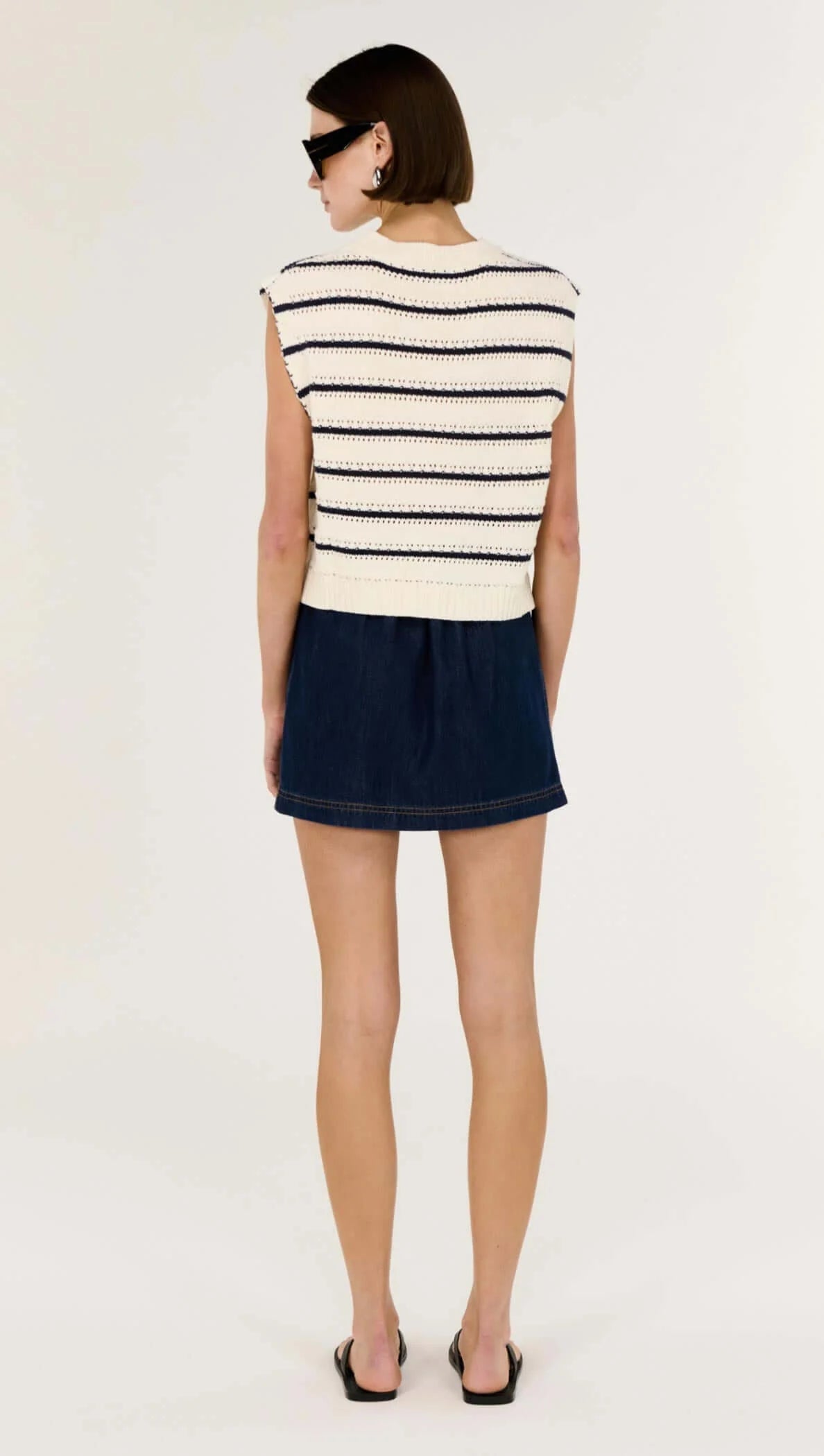 Staple the Label Darcy Knit Tank - navy/white stripe