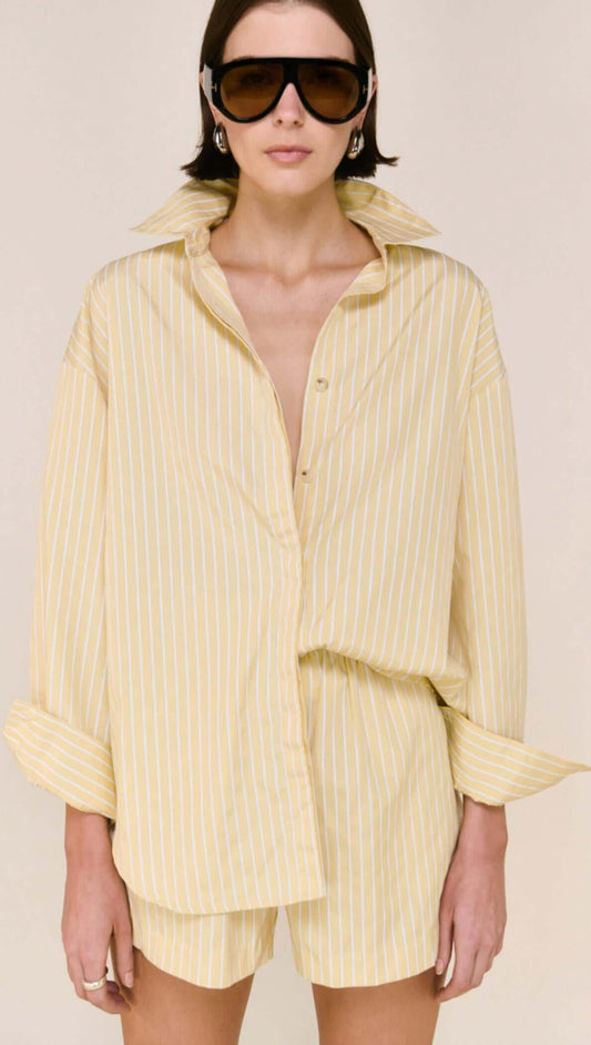 Staple the Label Zeno Long Sleeve Shirt - butter yellow stripe