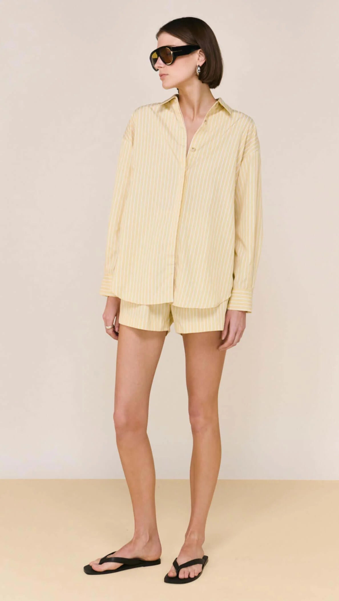 Staple the Label Zeno Long Sleeve Shirt - butter yellow stripe