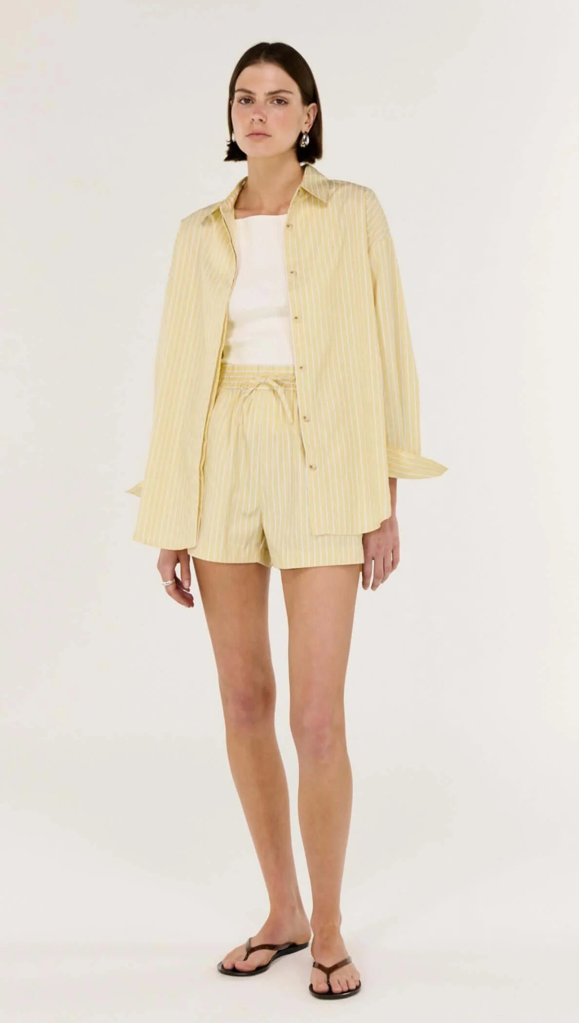 Staple the Label Zeno Long Sleeve Shirt - butter yellow stripe