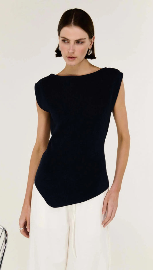 Staple the Label Cassian Assym Knit Top - navy