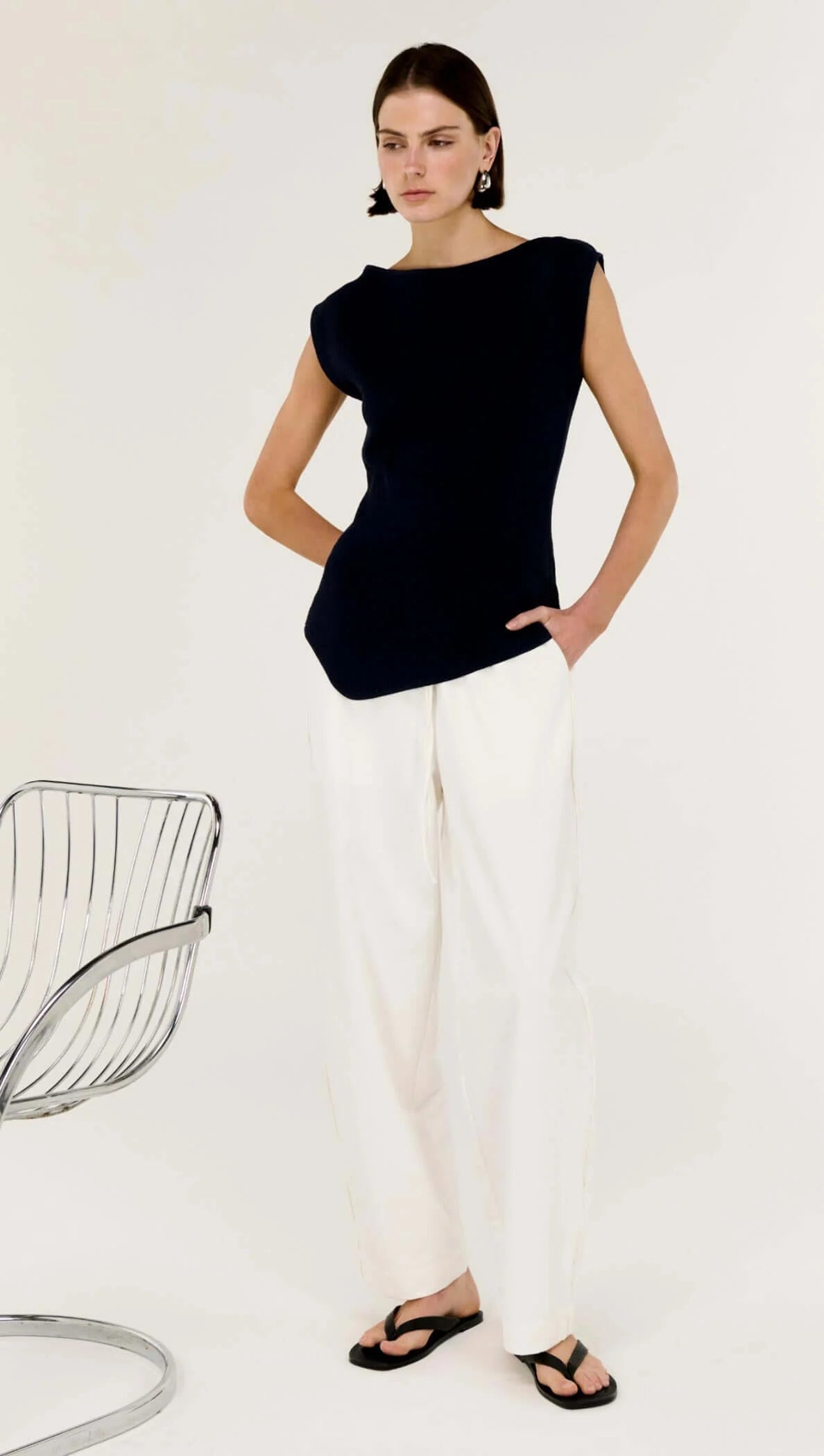 Staple the Label Cassian Assym Knit Top - navy