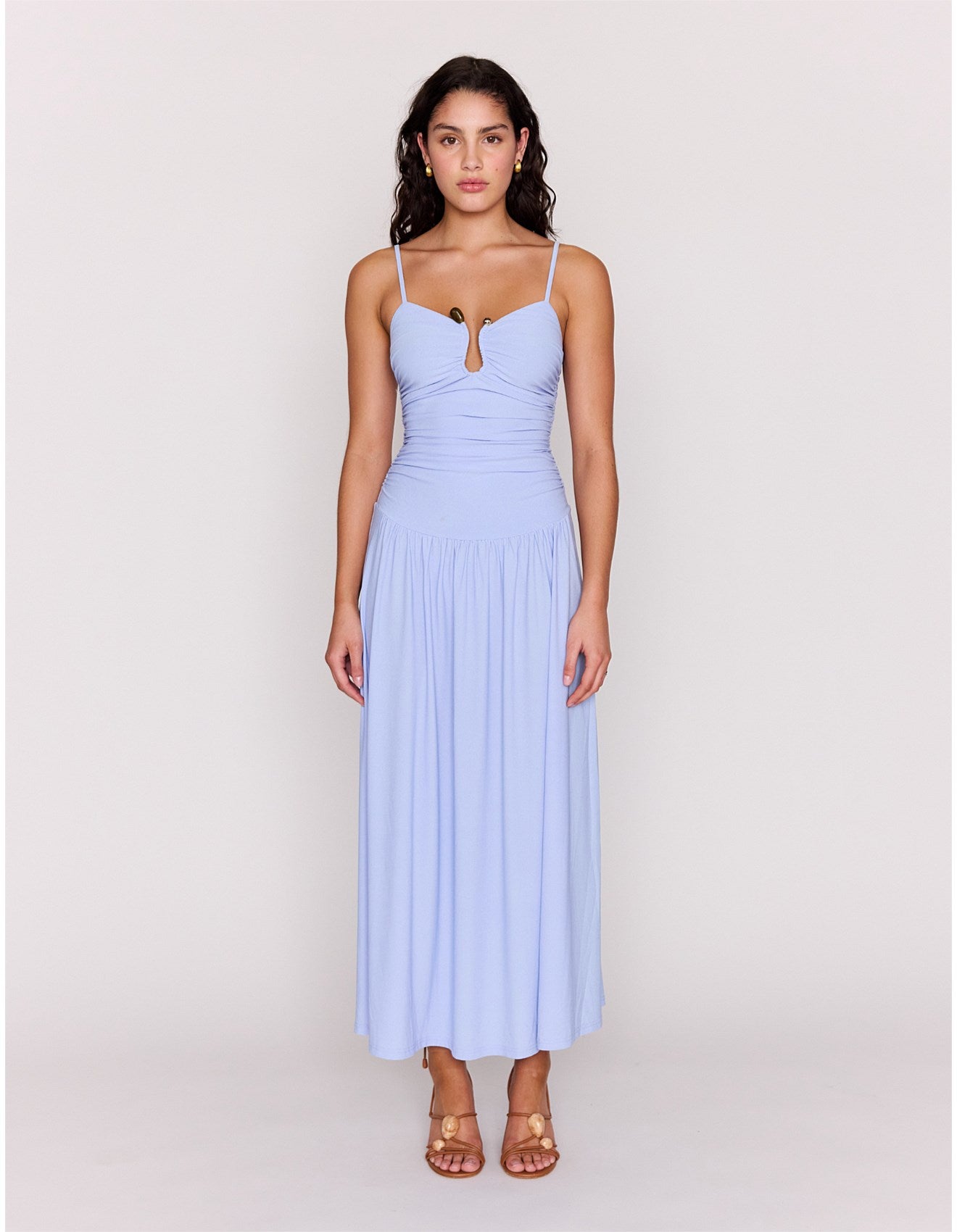 Minkpink Bianca Mesh Drop Waist  Maxi Dress - powder blue