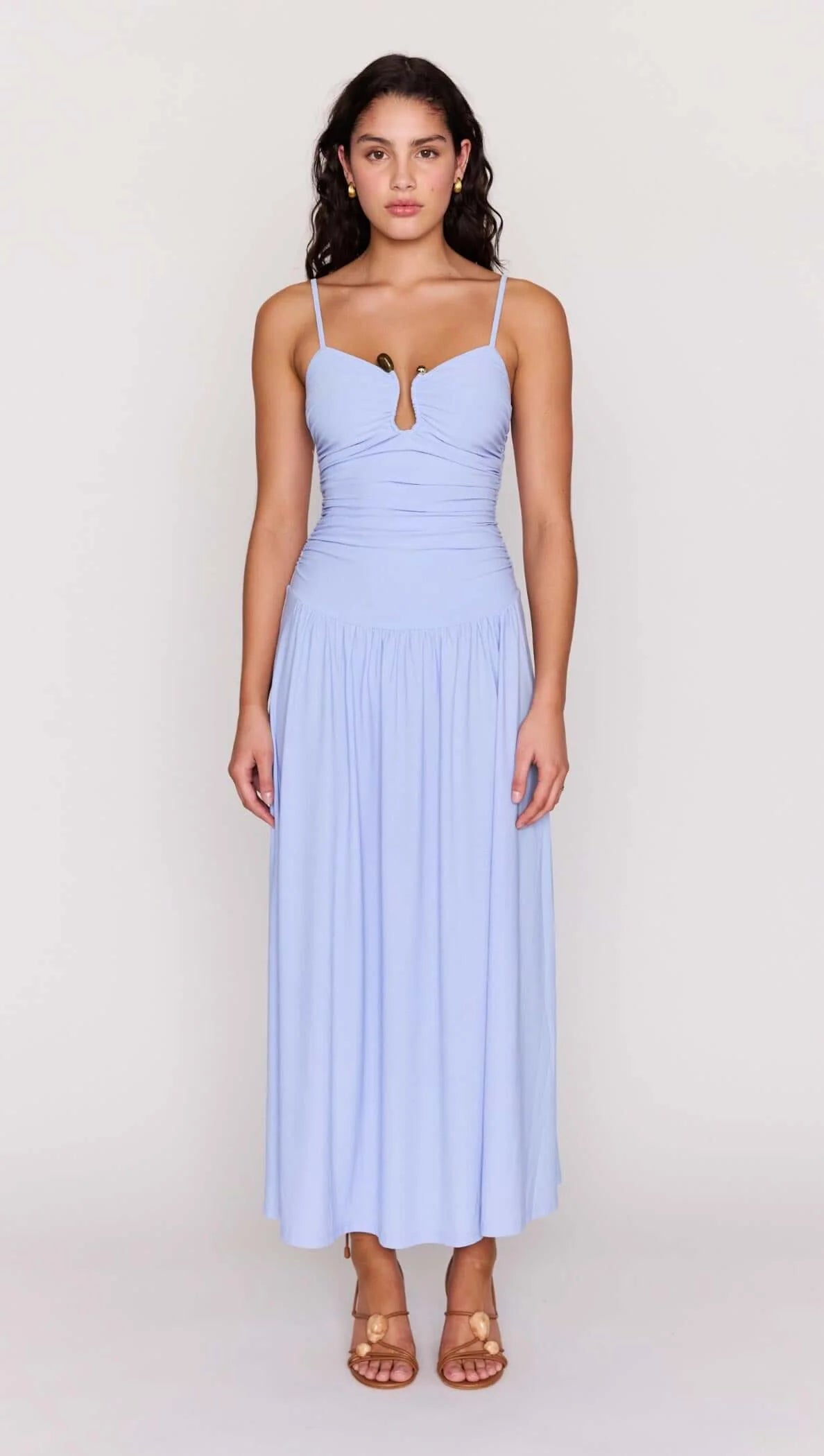 Minkpink Bianca Mesh Drop Waist  Maxi Dress - powder blue