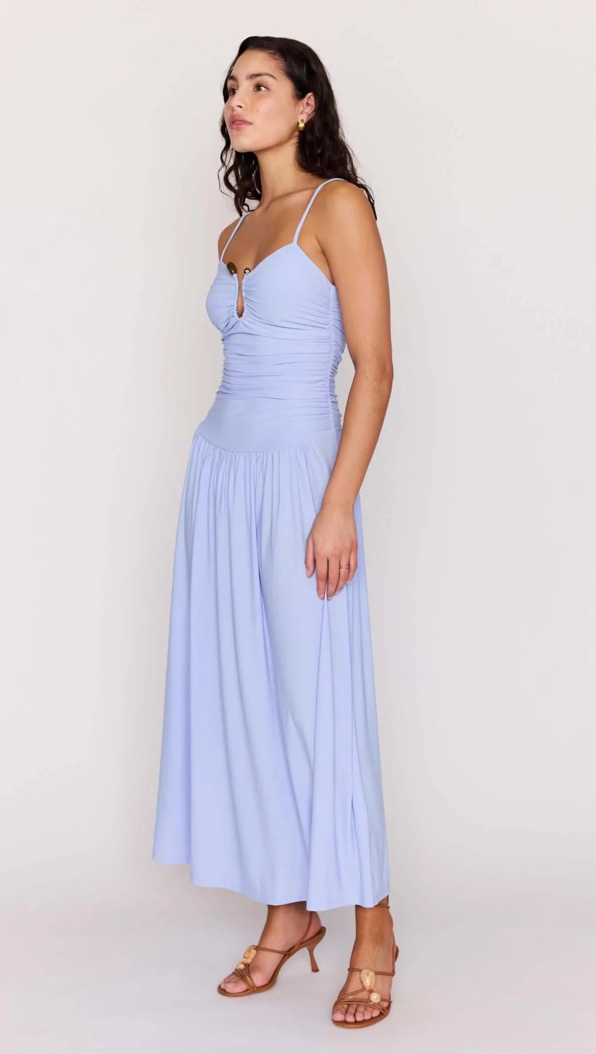 Minkpink Bianca Mesh Drop Waist  Maxi Dress - powder blue