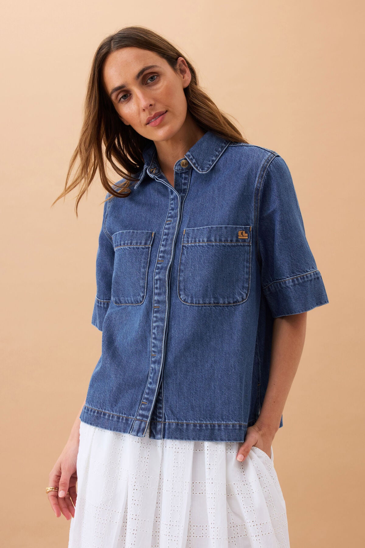 Ceres Noa Short Sleeve Shirt - fresh indigo
