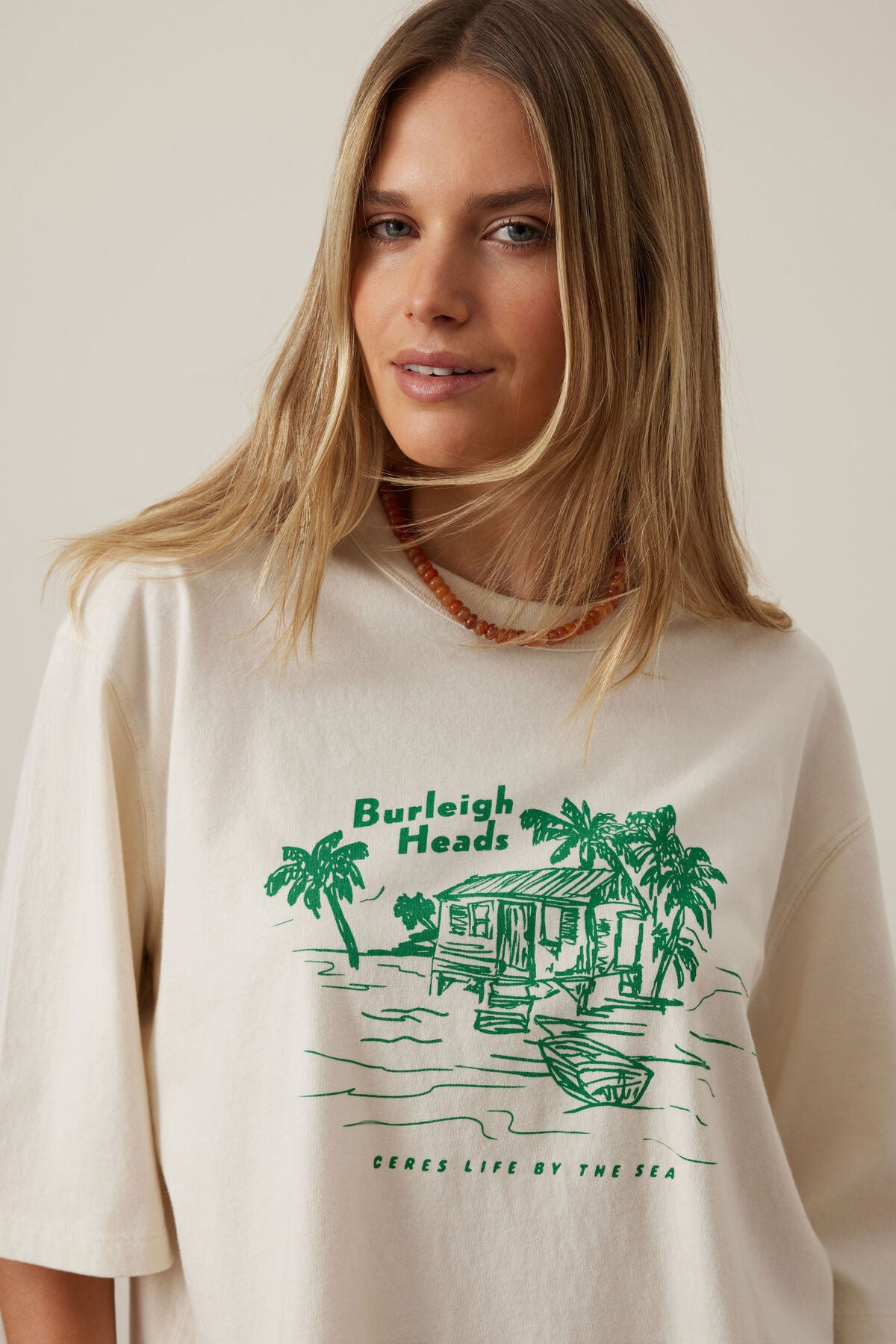 Ceres Macy Print Tee - buff/burleigh heads