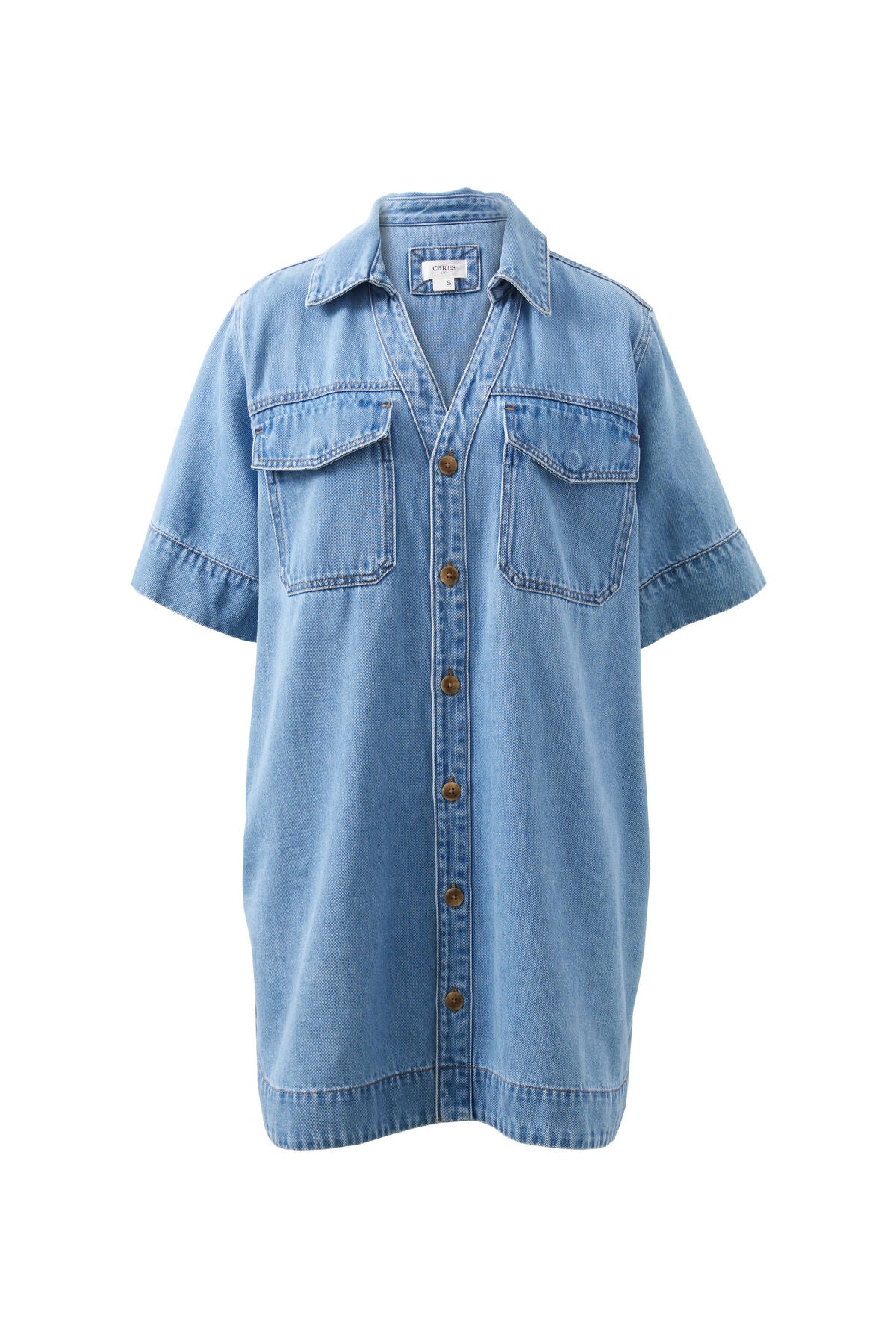 Ceres Sammy Relaxed Shirt Dress - mid vintage blue