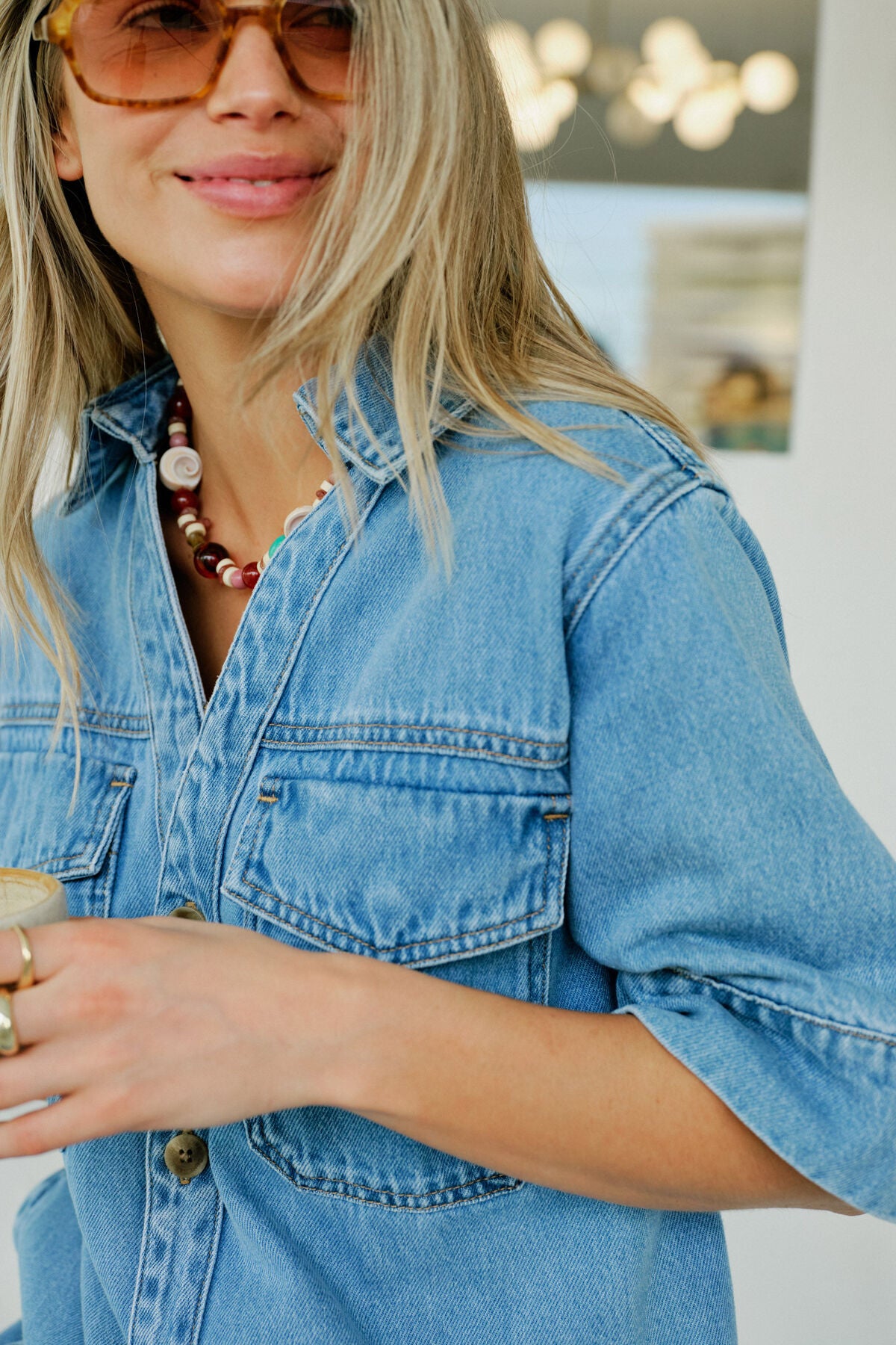 Ceres Sammy Relaxed Shirt Dress - mid vintage blue