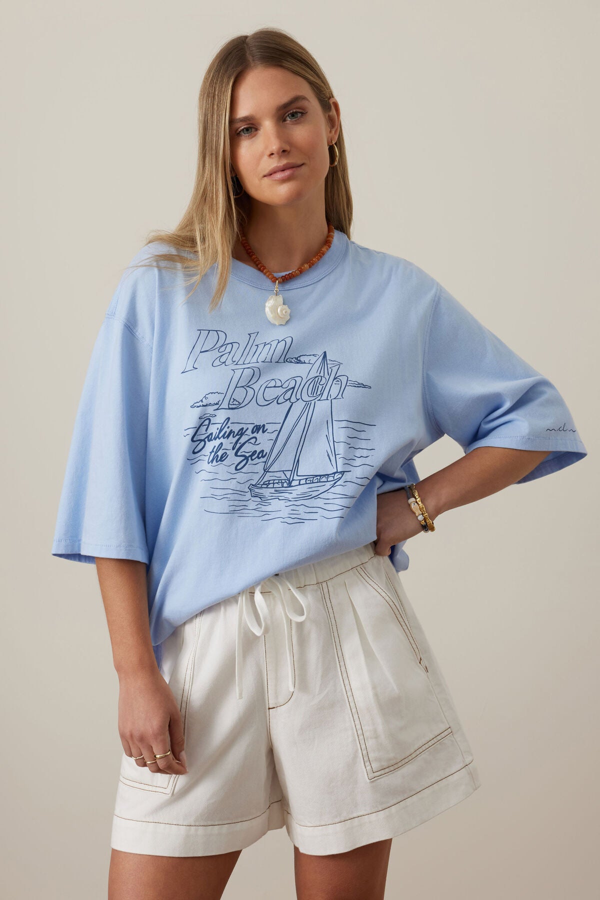Ceres Liv Oversized Tee - china blue/palm beach