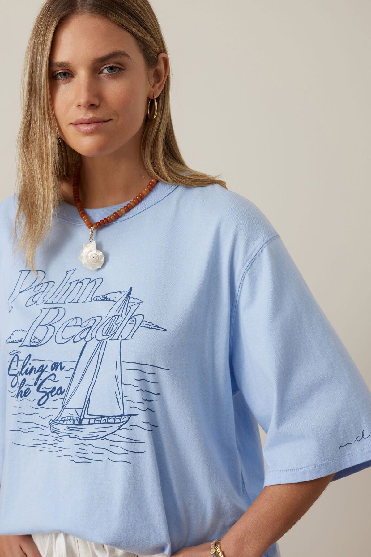 Ceres Liv Oversized Tee - china blue/palm beach