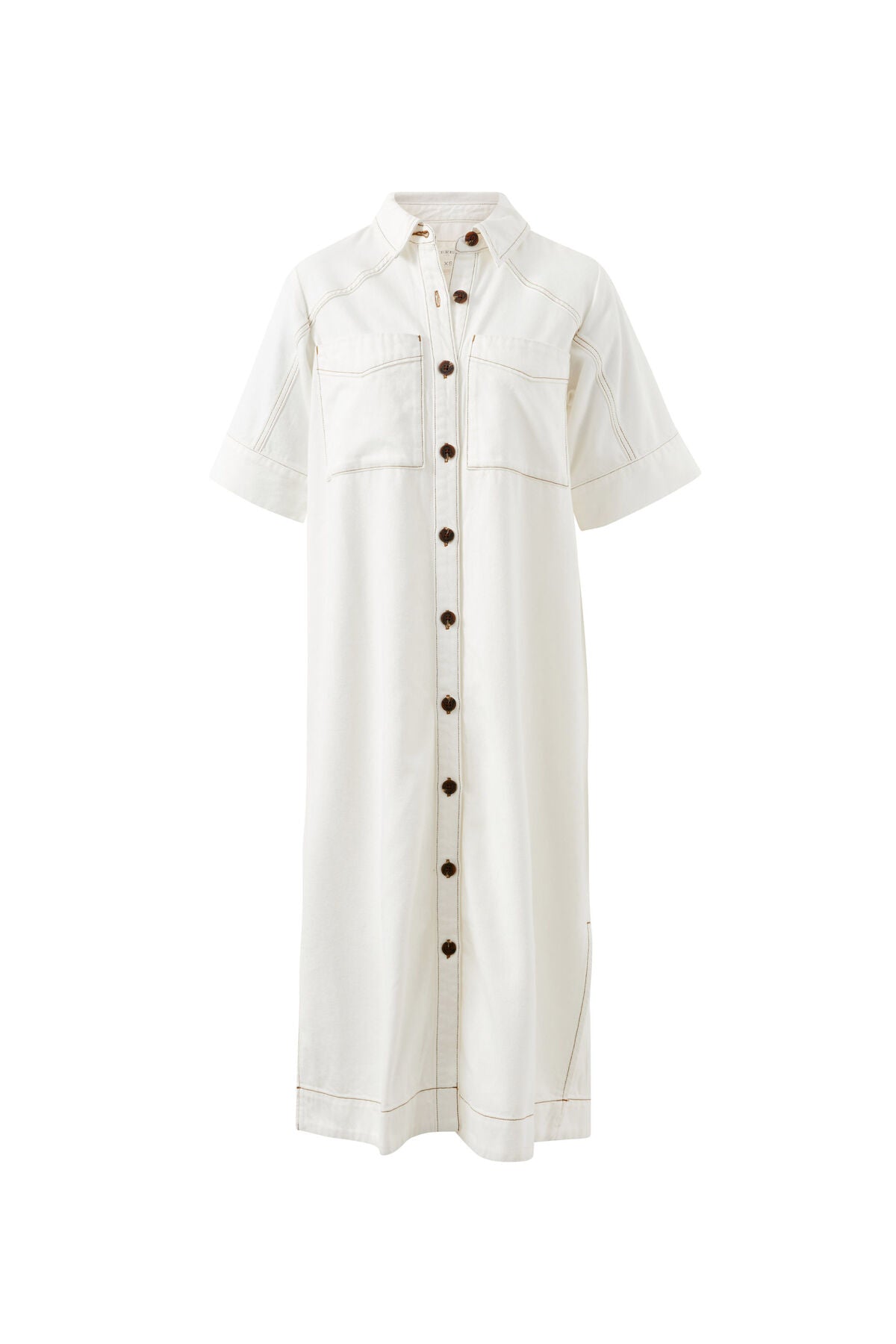 Ceres Ava Short Sleeve Midi Dress - fresh ecru twill