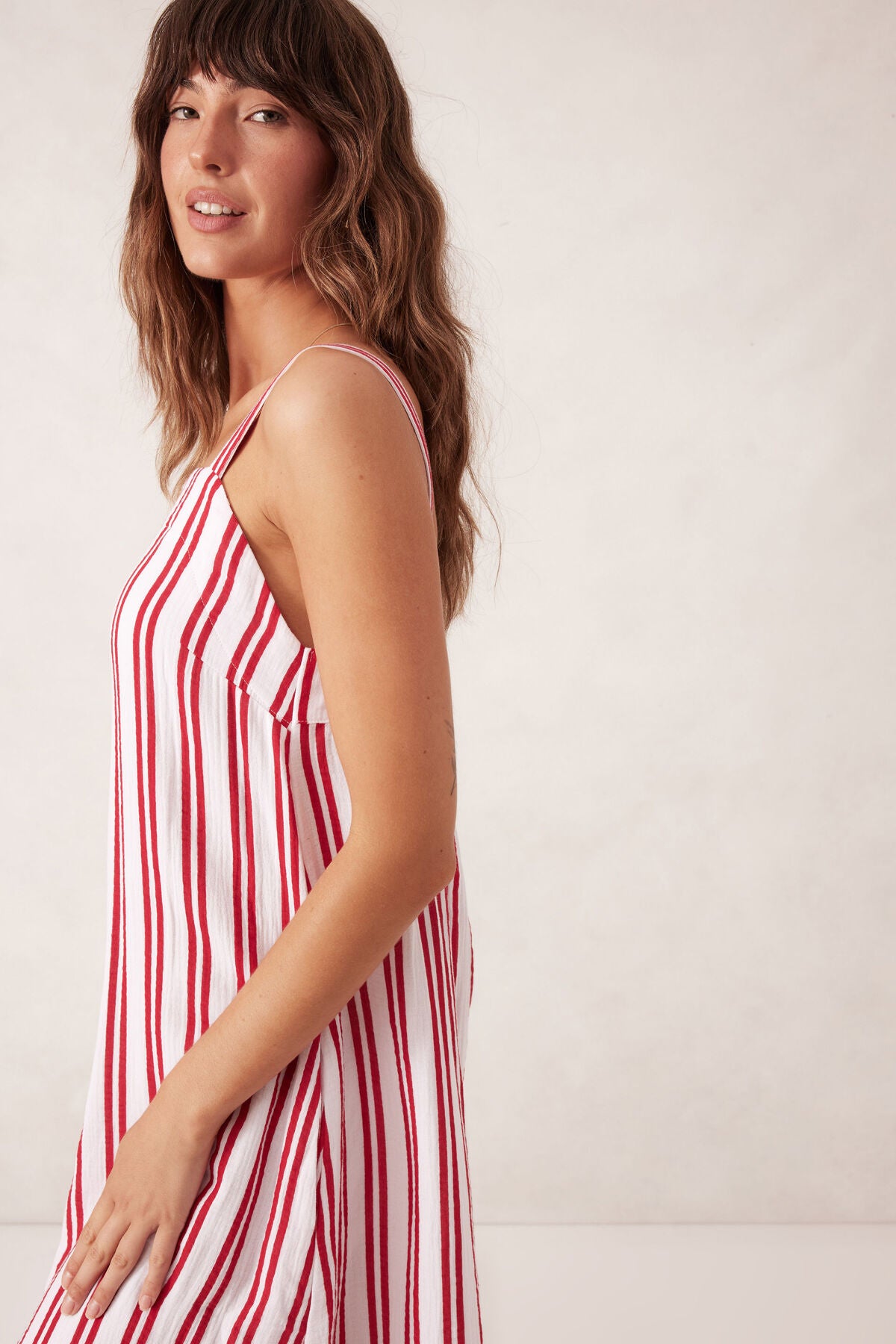 Ceres Life Doublecloth Poolside Dress - heritage red double stripe