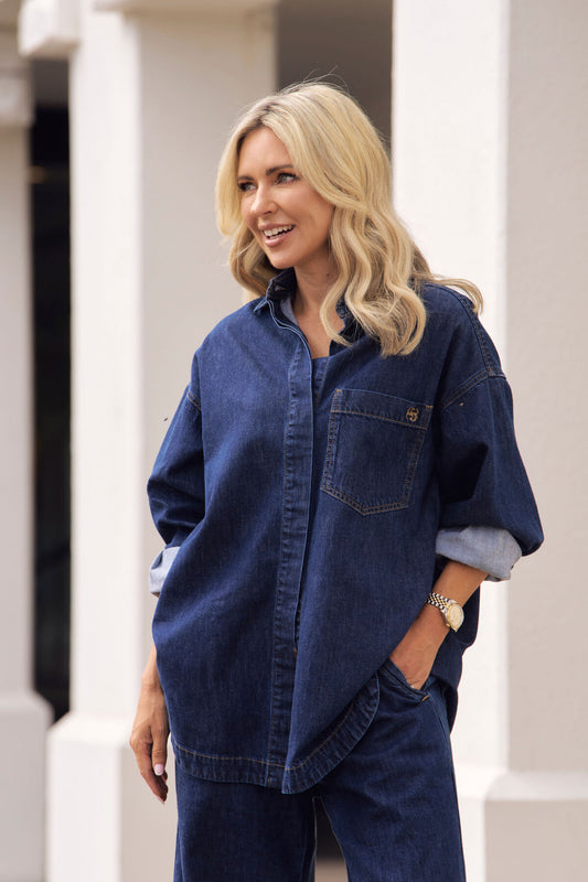 Ceres Life Jacqui Felgate Long Sleeve Denim Shirt - midnight