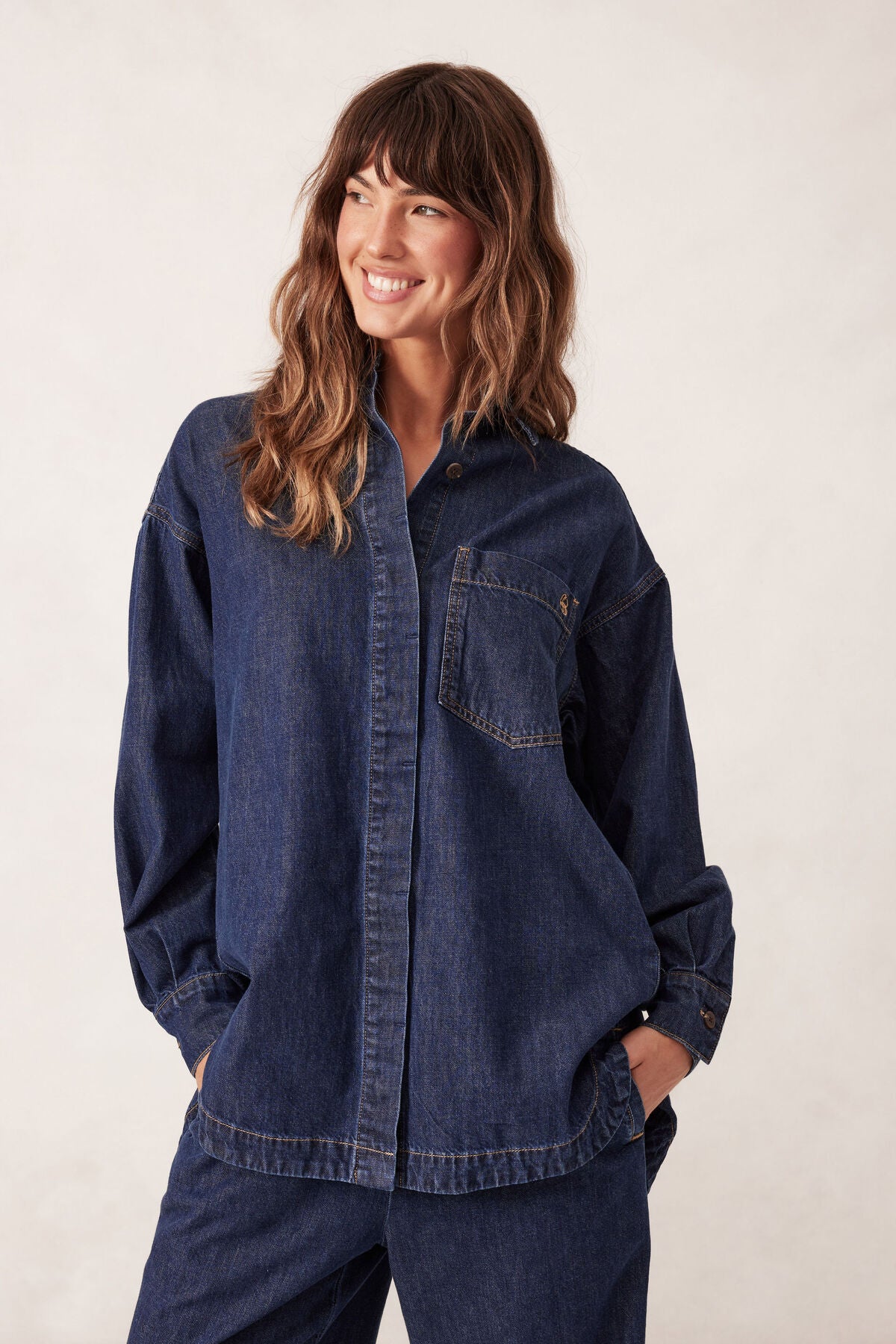 Ceres Life Jacqui Felgate Long Sleeve Denim Shirt - midnight