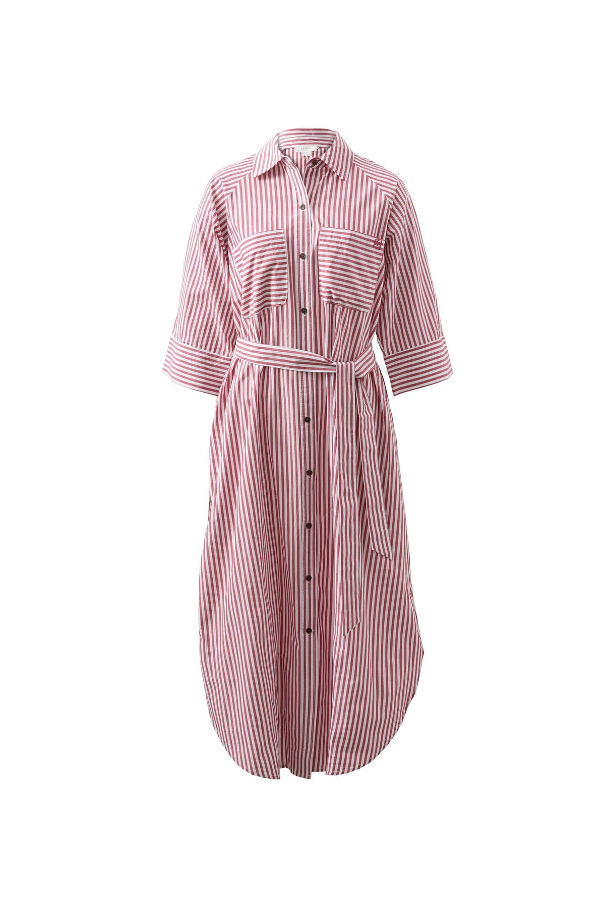 Ceres Life Jacqui Felgate Classic Shirt Dress - claret red white stripe