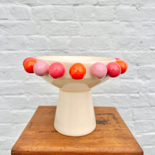 Noss & Co Bubble Footed Bowl - pink and orange