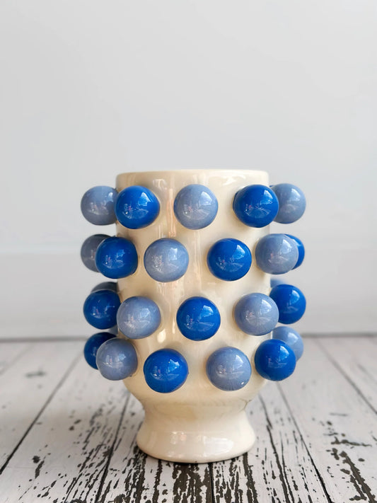 Noss and Co Small Bubble Vase - blue