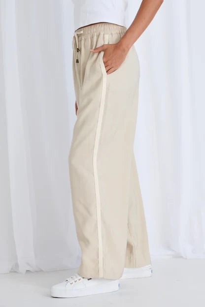 Stories Be Told - Townie Pant - natural linen side stripe