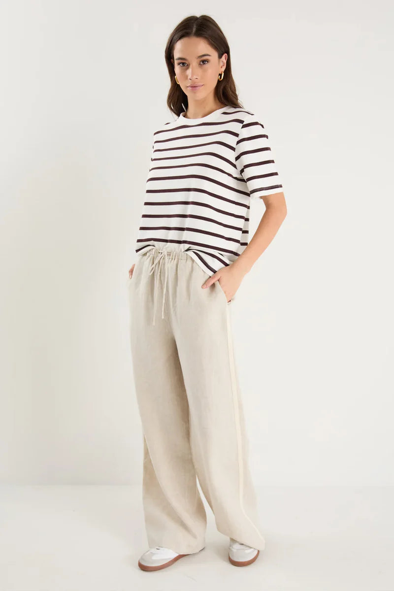 Stories Be Told - Townie Pant - natural linen side stripe