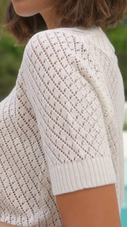 Ivy & Jack Dapple Boxy Knit Lace Tee - ivory
