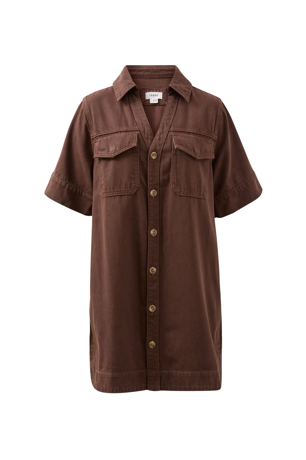 Ceres Sammy Relaxed Shirt Dress - chocolate