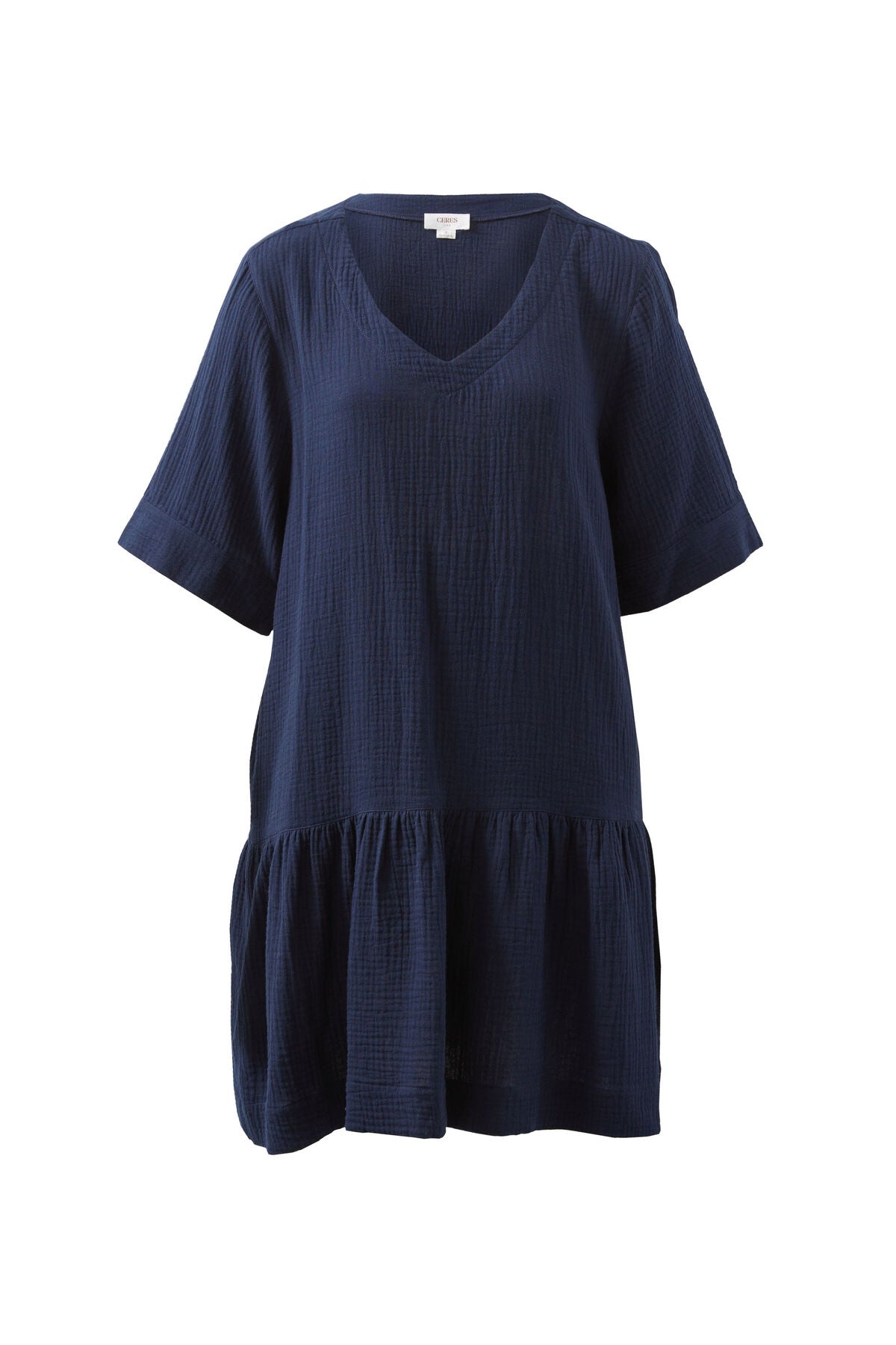 Ceres Life Short Sleeve Tunic Mini Dress - fresh navy