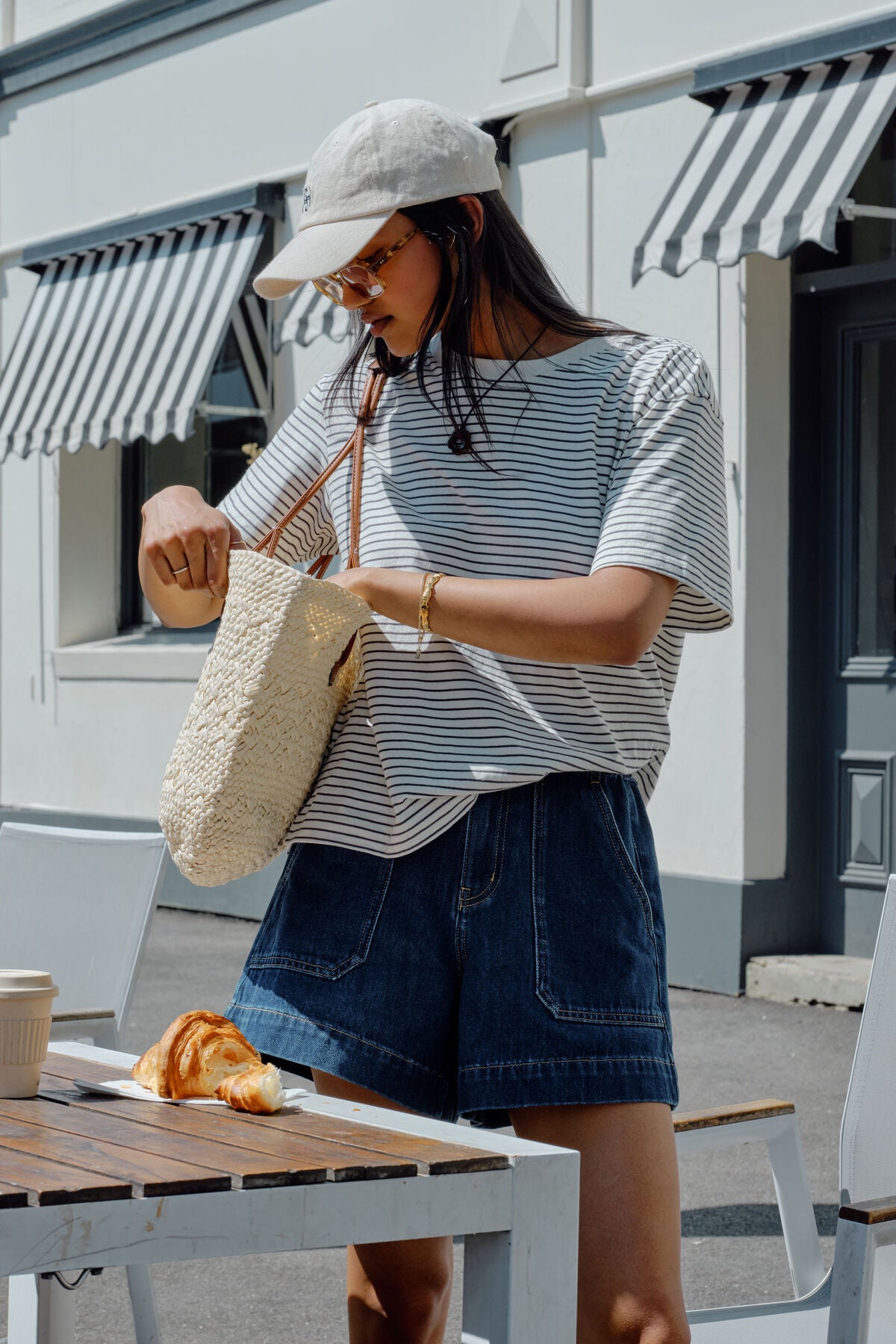 Ceres Stevie Slouchy Tee - milk/phantom stripe