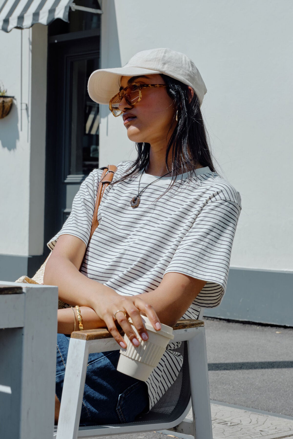 Ceres Stevie Slouchy Tee - milk/phantom stripe