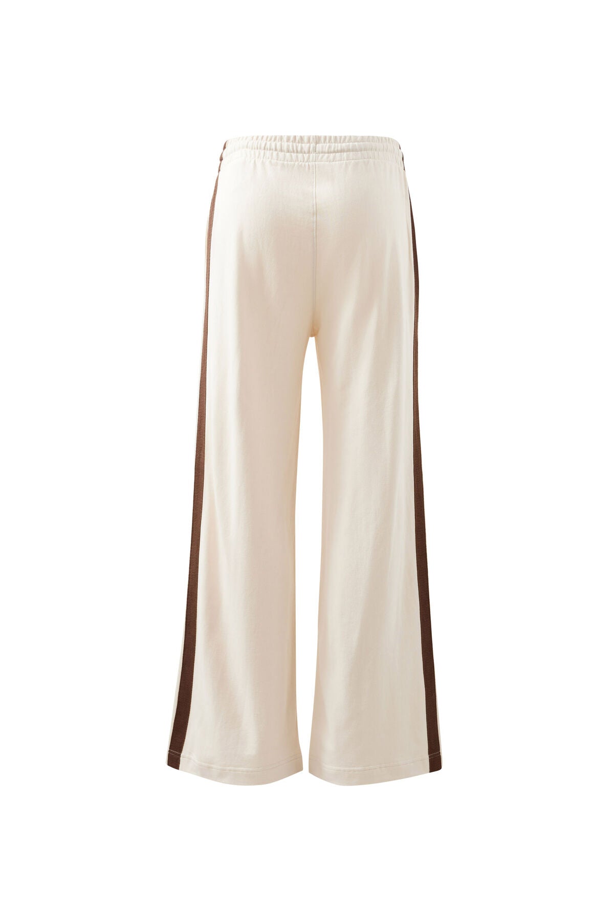 Ceres Gigi Wide leg Terry Trackpant - buff/chocolate side stripe