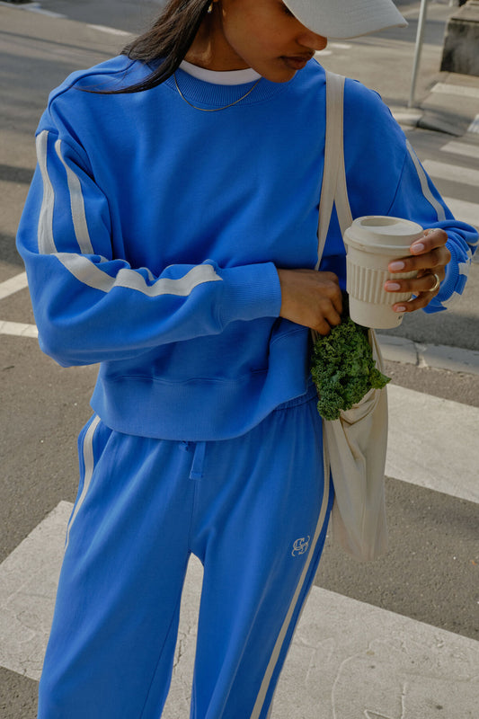 Ceres Sasha Sporty Slouchy Crew - marine blue side strioe