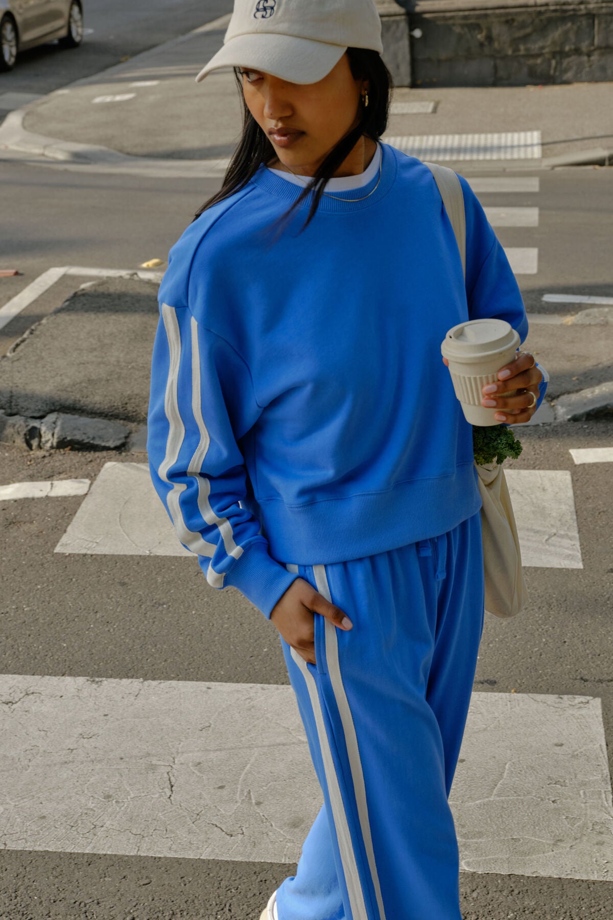 Ceres Sasha Sporty Slouchy Crew - marine blue side strioe