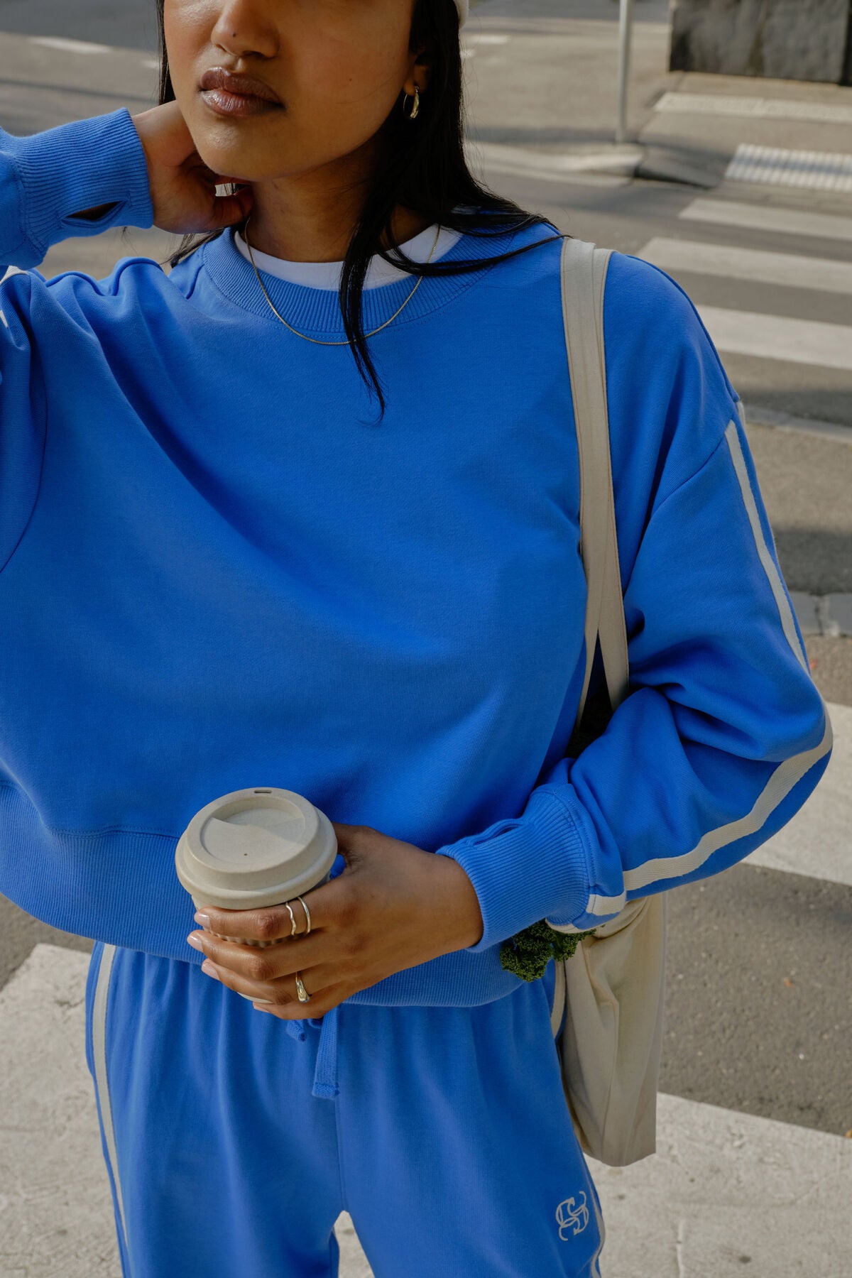 Ceres Sasha Sporty Slouchy Crew - marine blue side strioe
