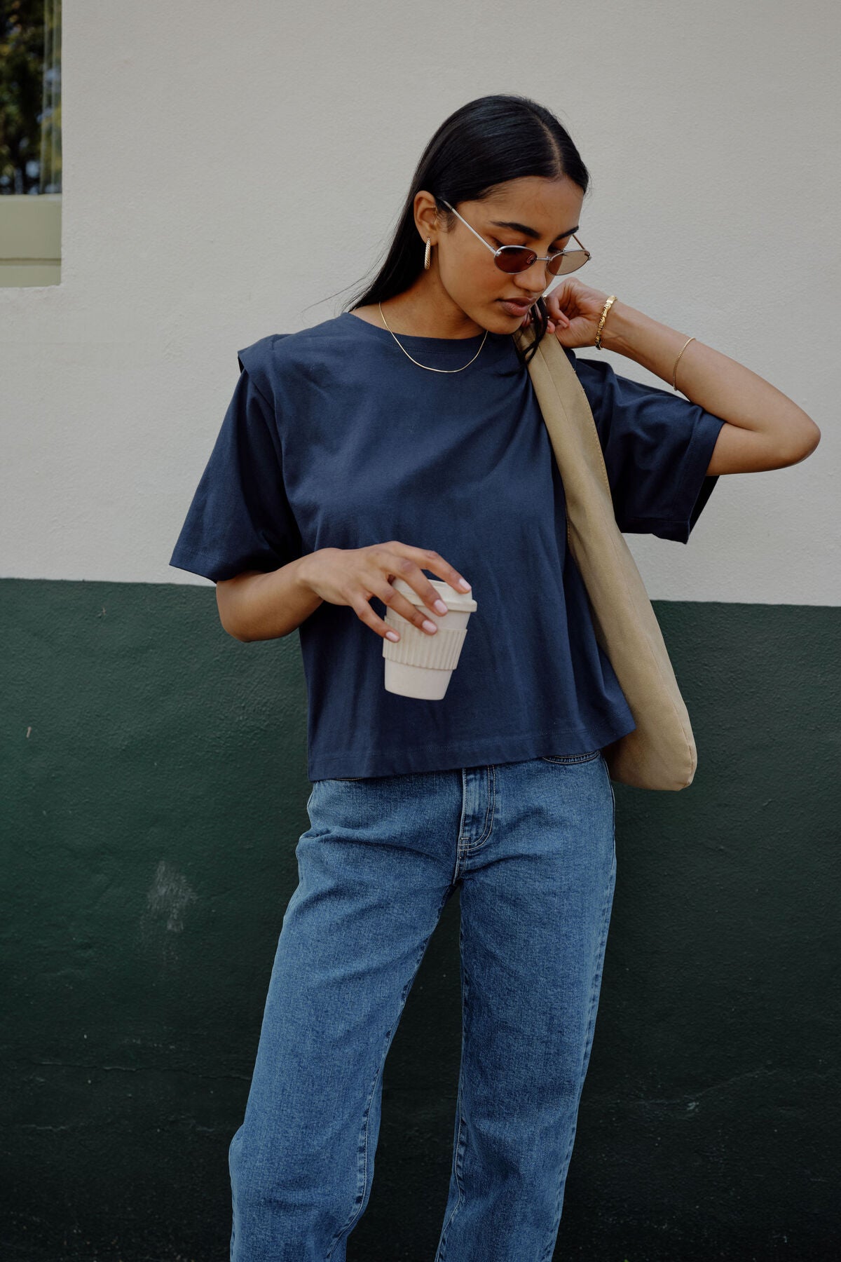 Ceres Rainey Pleat Sleeve Tee - new navy