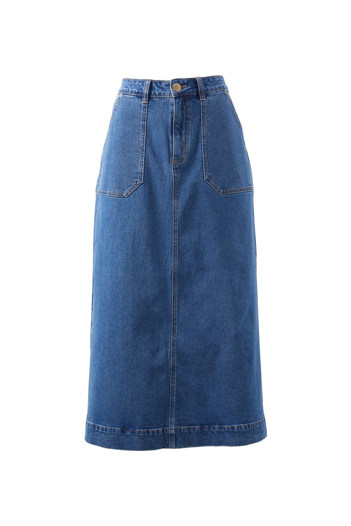 Ceres Life Patch PocketDenim Midi Skirt - fresh indigo