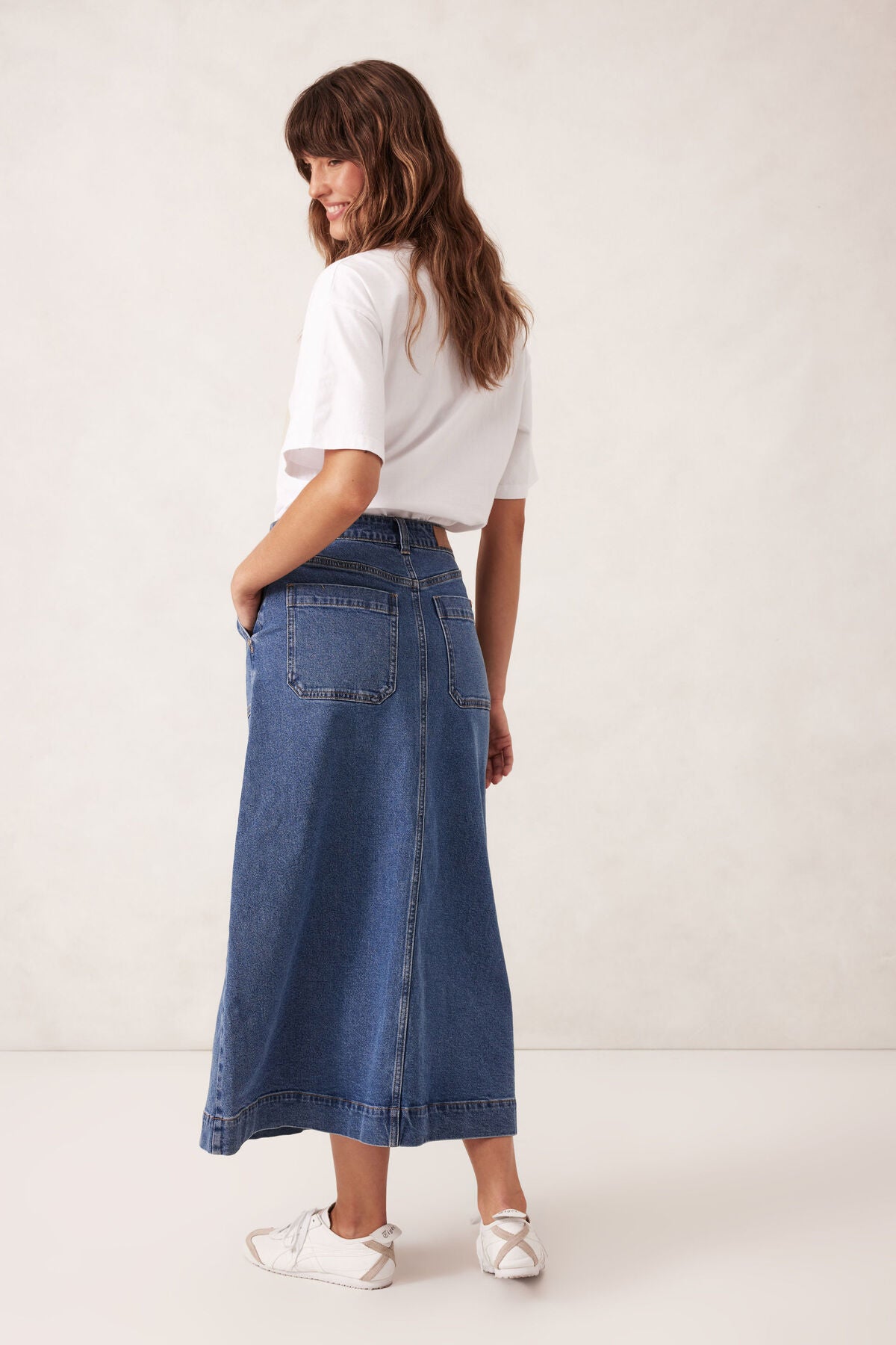 Ceres Life Patch PocketDenim Midi Skirt - fresh indigo