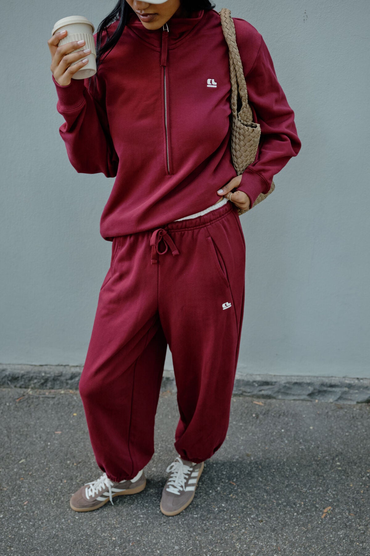 Ceres Lonny Oversized Zip Sweat - burgundy