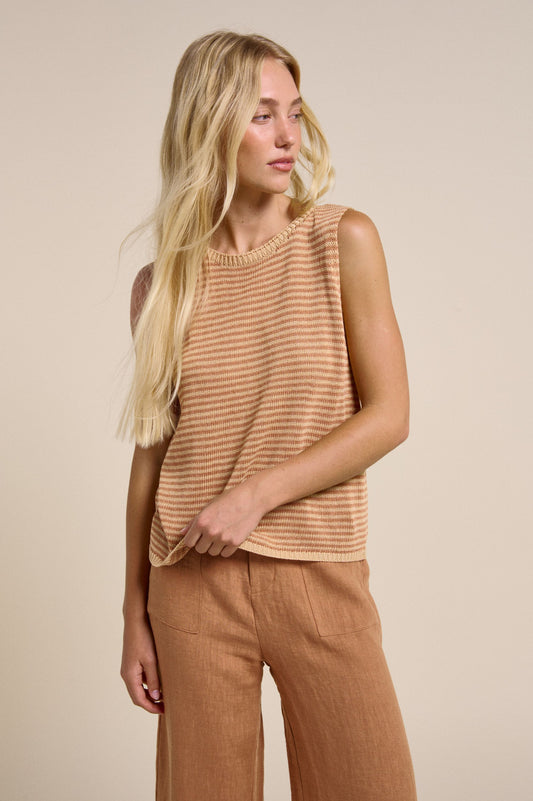 Little Lies Spring Tank - mustard/rust stripe
