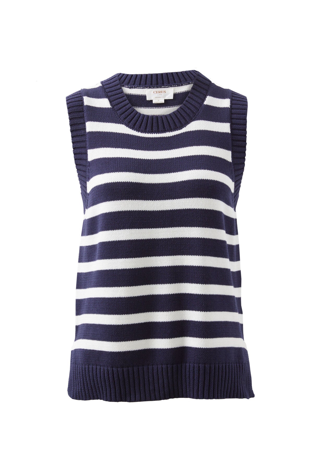 Ceres Life Jacqui Felgate Stripe Knit Tank - new navy/fresh ecru stripe