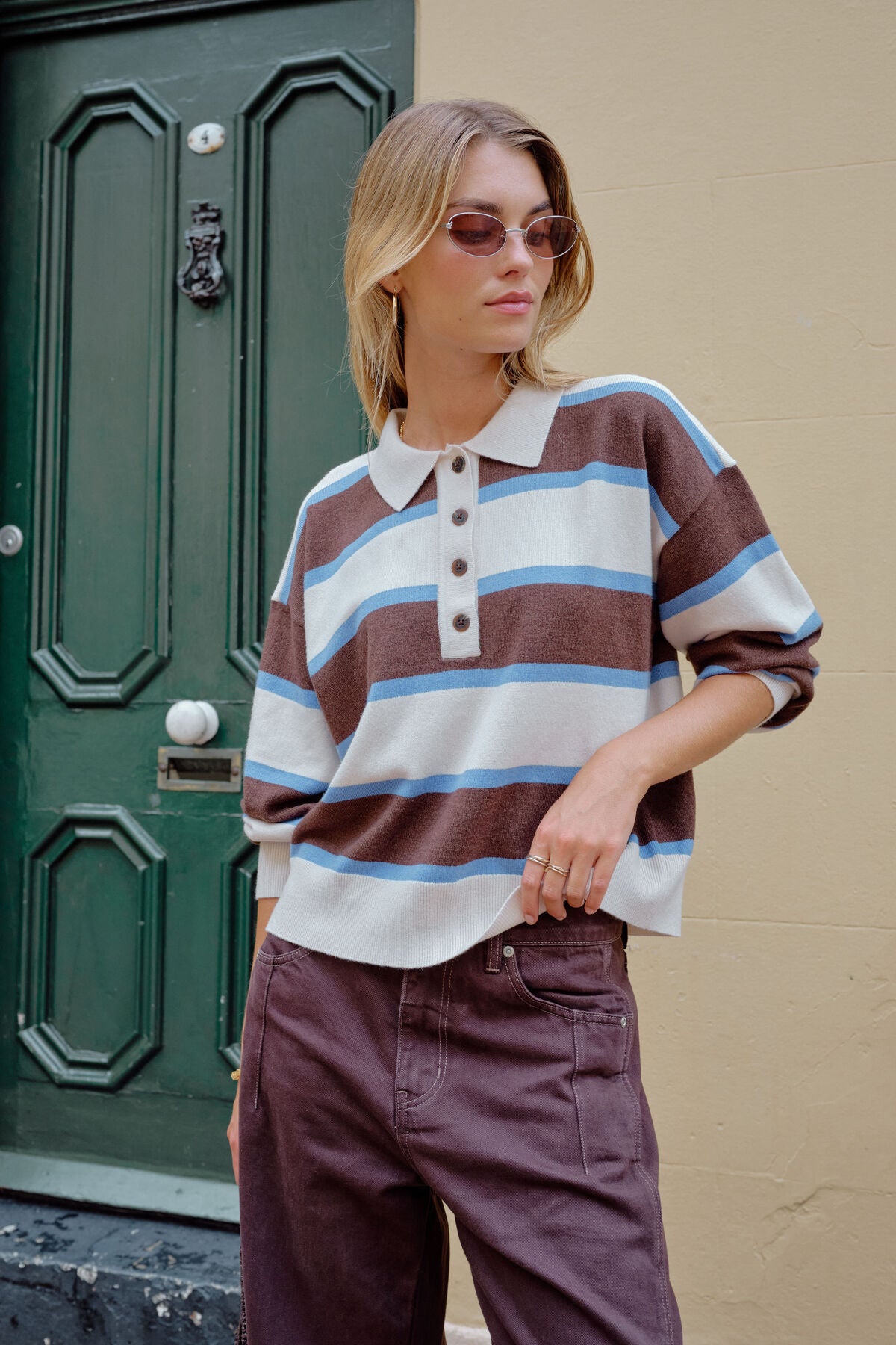 Ceres Jessa Rugby Knit - chocolate stripe