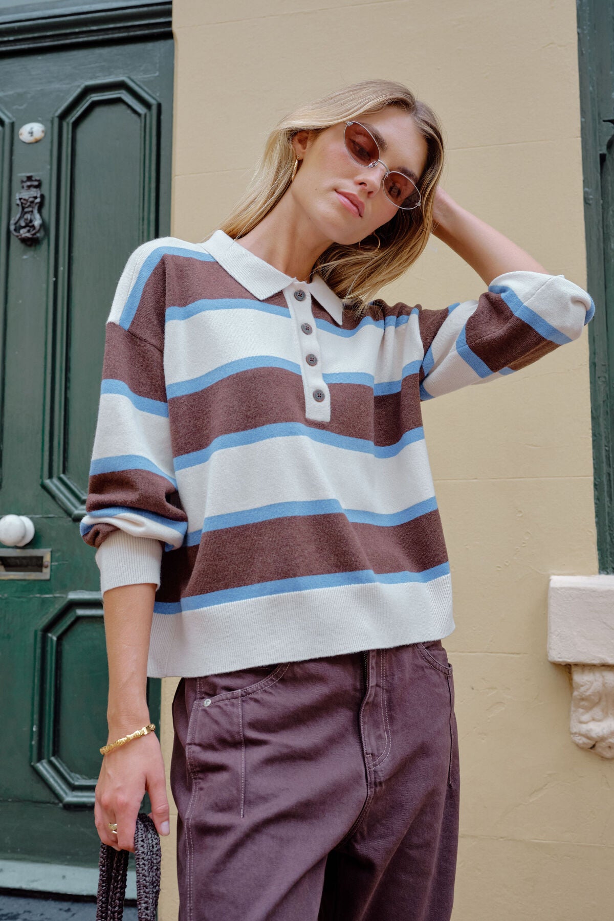 Ceres Jessa Rugby Knit - chocolate stripe