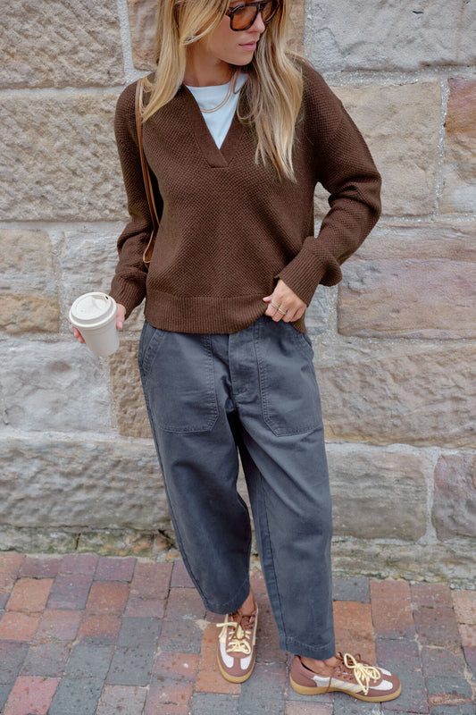 Ceres Kira Collared Knit - chocolate